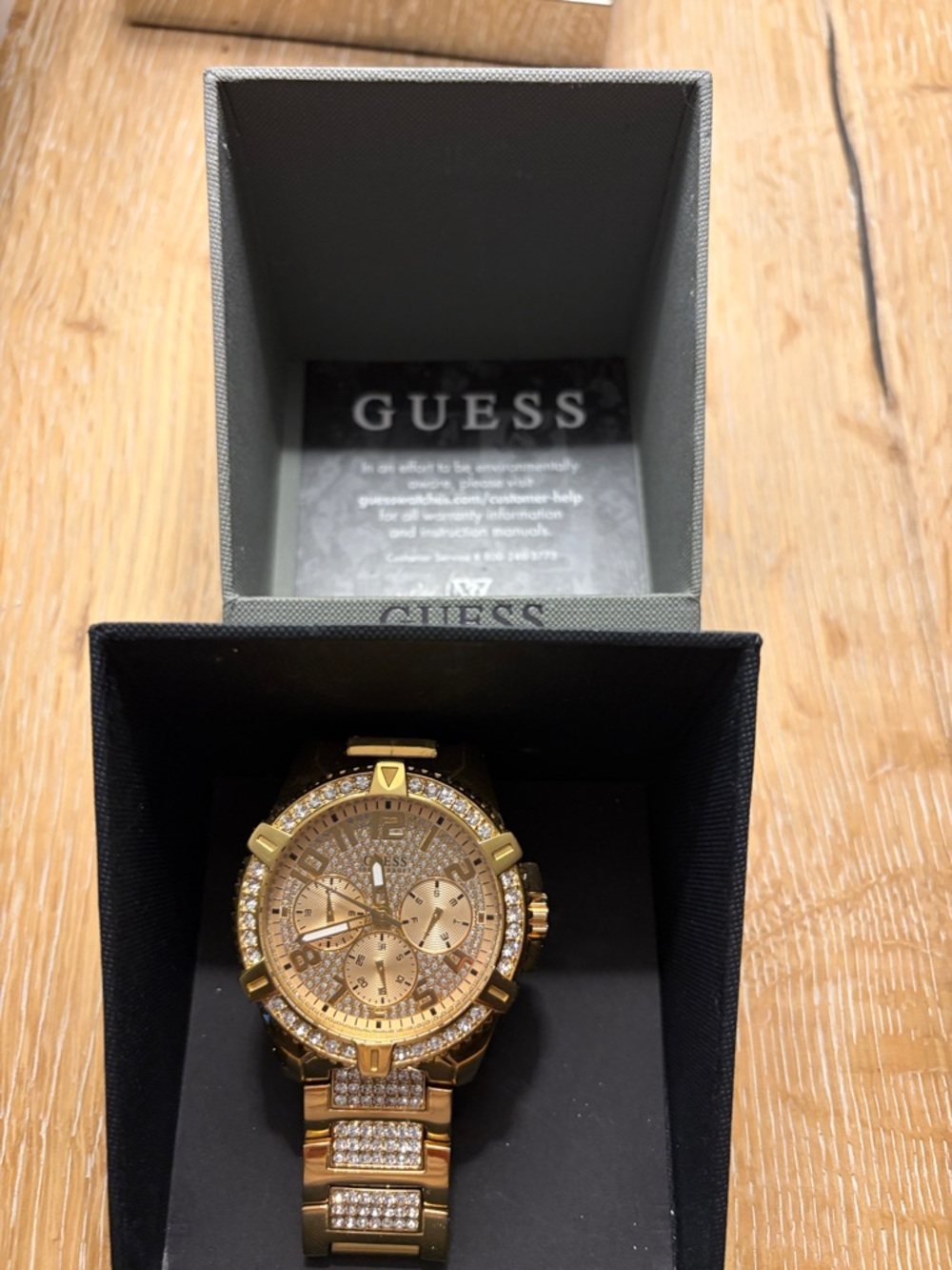 GUESS Gold-Tone Crystal Chronograph Men's Watch